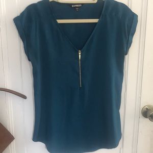 Teal express satin shirt